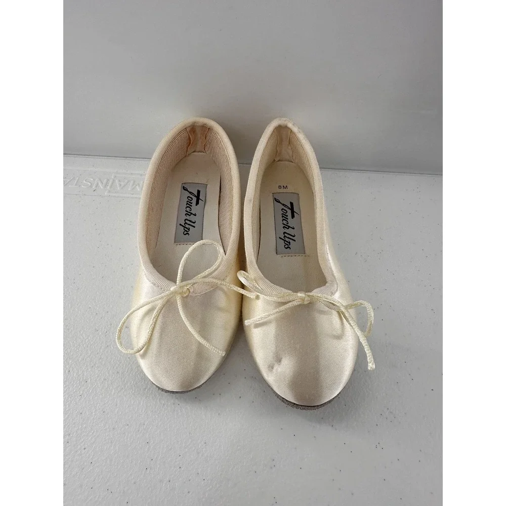 Touch Ups Flower Bridesmaid Ballet Shoes Size 8 Dance Children‎ Flat Satin Girl